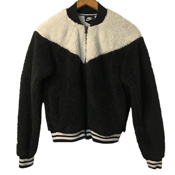 NIKE SHERPA ZIP UP BOMBER JACKET WITH POCKETS SIZE XS - Picture 2 of 9